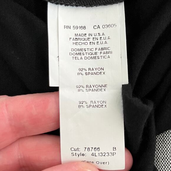 Karen Kane Relaxed Fit Black A-Line Mini Dress Long Sleeve Scoop Neck Petite XS - Picture 14 of 15